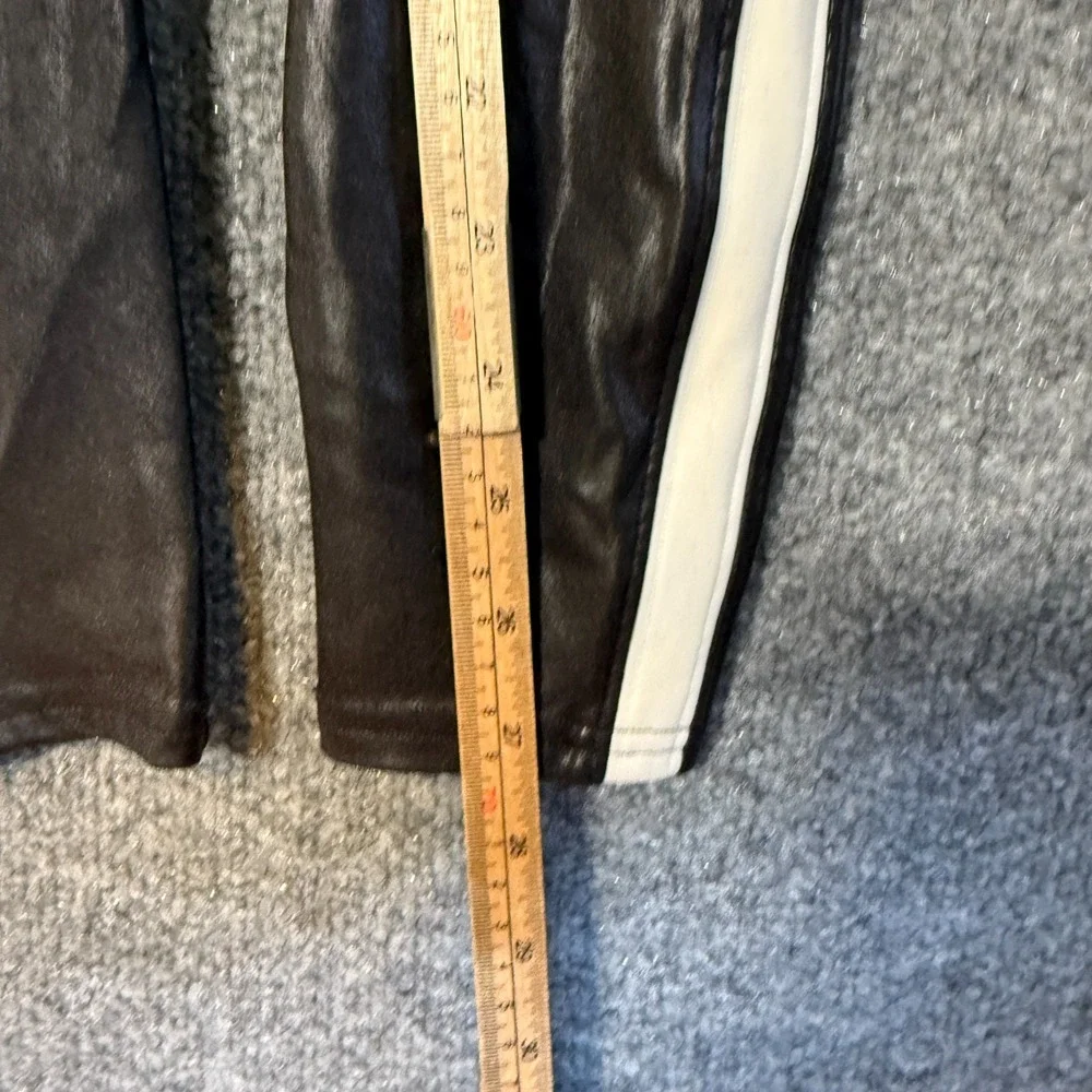 Spanx Leggings Womens Small Black Shiny Side Stripe Shapewear‎ Mid Rise